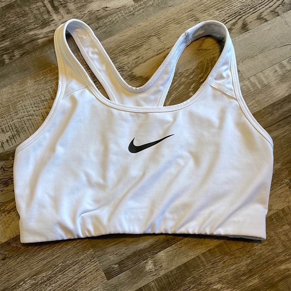 Nike White Sports Bra - Swoosh Plain Black & White (un-padded) Active Wear